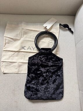 Kayu black top handle crushed velvet bag
